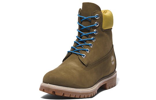 Timberland Premium 6 Inch Boots 'Olive Green Nubuck with Yellow Collar' A5NZM327