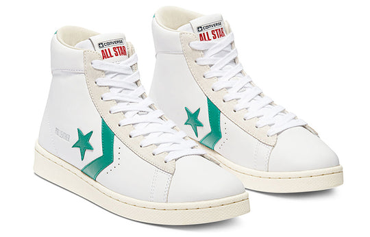 Converse Pro Leather High Top Shoes White/Green 171069C
