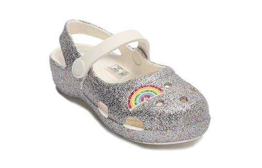 (PS) Crocs Outdoor Flat Heel Shiny Sports Silver Sandals 206370-93R