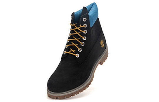 Timberland Premium 6 Inch Waterproof Boots 'Black Nubuck with Blue' A5NYZ001