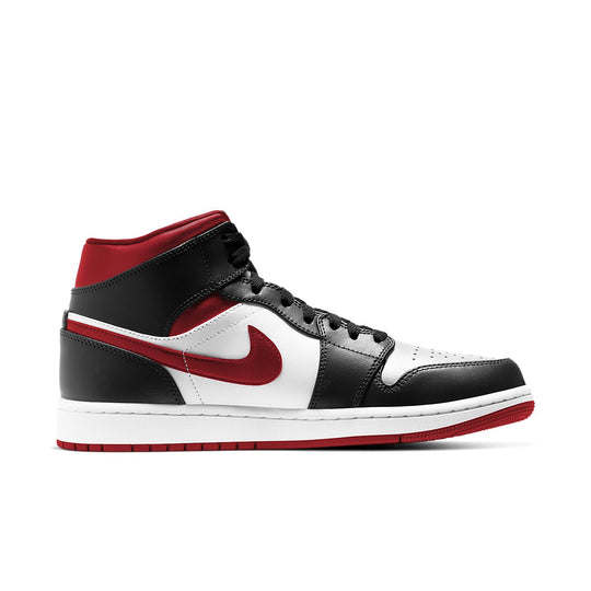 Air Jordan 1 Mid 'Black White Gym Red' 554724-122 Retro Basketball Shoes  -  KICKS CREW