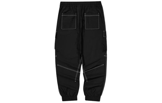 Skechers Letter Mid-Waist Woven Elastic Cuff Knit Sports Pants 'Black' L224M057-0018