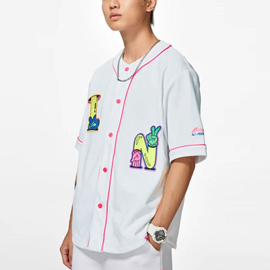 Li-Ning x Steven Harrington Graphic Baseball Shirt 'White' AFDSC23-2