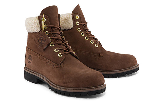 Timberland 6 Inch Premium Waterproof Boots 'Brown and Fleece Collar' A2GMZ931