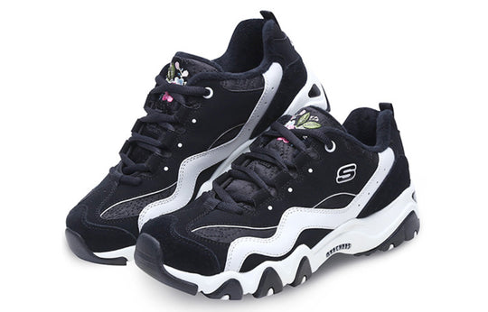 (WMNS) Skechers D'Lites Running Shoes Black/White 66666077-BLK - KICKS CREW