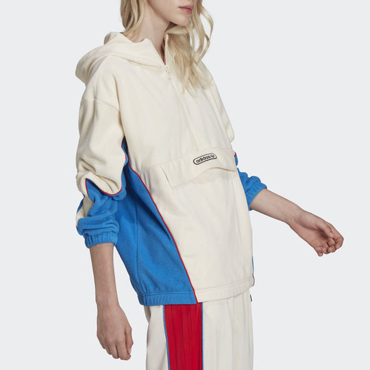 (WMNS) adidas Originals Retro Luxury Fleece Hoodie 'Off-white Red Blue' HL0053
