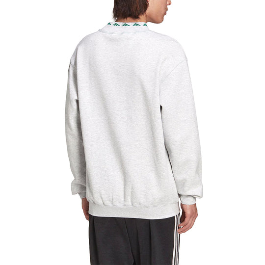Men's adidas originals Eqt Logo Embroidered Sports Round Neck Pullover Gray HG8094