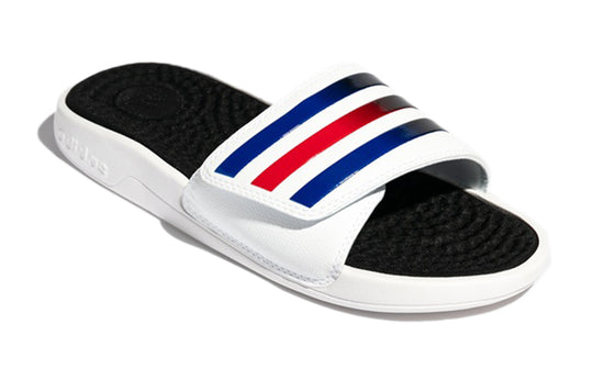 adidas Adissage Tnd Velcro Soft Sole Cozy Sports Slippers White Blue Red FY8152