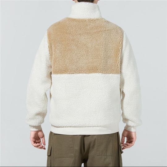 PUMA Colorblock lamb's wool Stay Warm Sports Stand Collar Logo Jacket White 848954-93