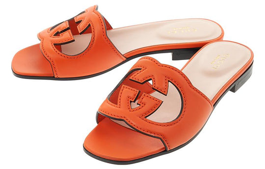 (WMNS) Gucci Interlocking G Cut-Out Slide Sandal 'Orange Leather' 694451-US000-7519