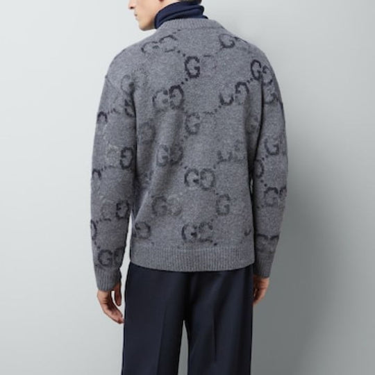 Gucci Wool Cardigan With GG Intarsia 'Grey' 770507-XKDSJ-1128