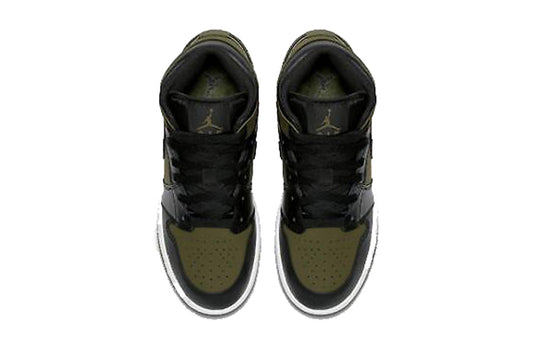 (GS) Air Jordan 1 Retro Mid 'Olive Canvas' 554725-301 Big Kids Basketball Shoes  -  KICKS CREW