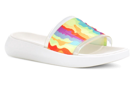 (WMNS) UGG Slide Cali Collage Outdoor Flat Heel Sandals Rainbow Stripe 1120001-RSTR