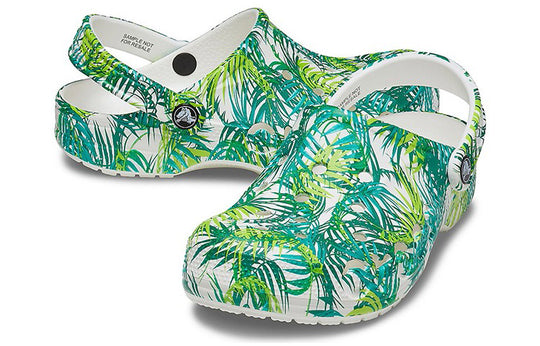 Crocs 4 Printing Outdoor Flat Heel Beach Sports White Green Sandals 'White Green' 206230-1C8
