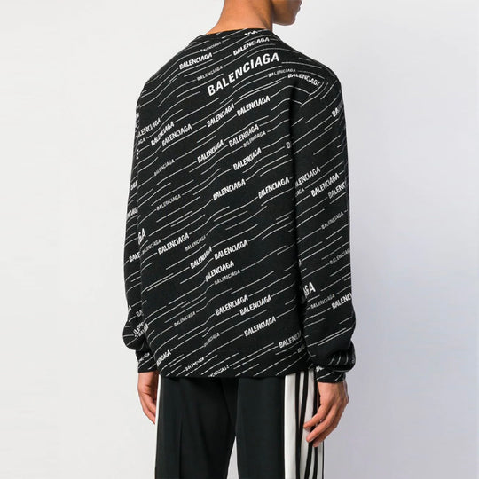 Balenciaga Jacquard Logo Crewneck Sweater 'Black' 555381T15241070