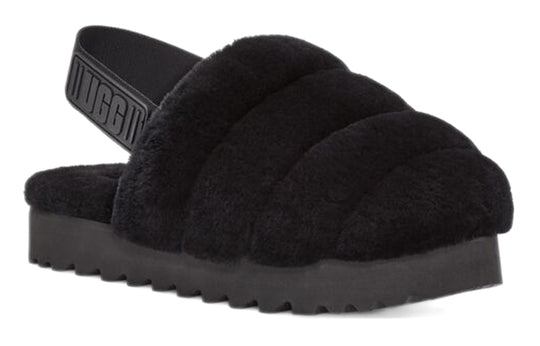 (WMNS) UGG Bulky Silhouette Fluff Slippers 'Black' 1121751-BLK