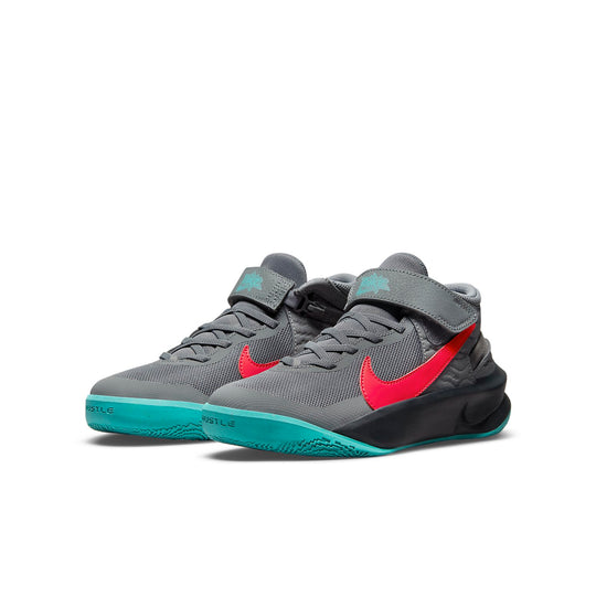 (GS) Nike Team Hustle D10 FlyEase 'Smoke Grey Washed Teal Siren Red' DD7303-008