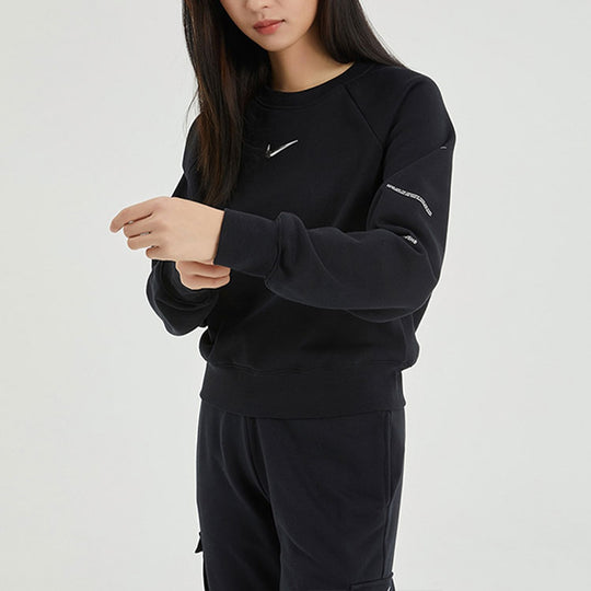 (WMNS) Nike Sportswear Swoosh French Terry Crew Sweatshirt 'Black' DN4835-010