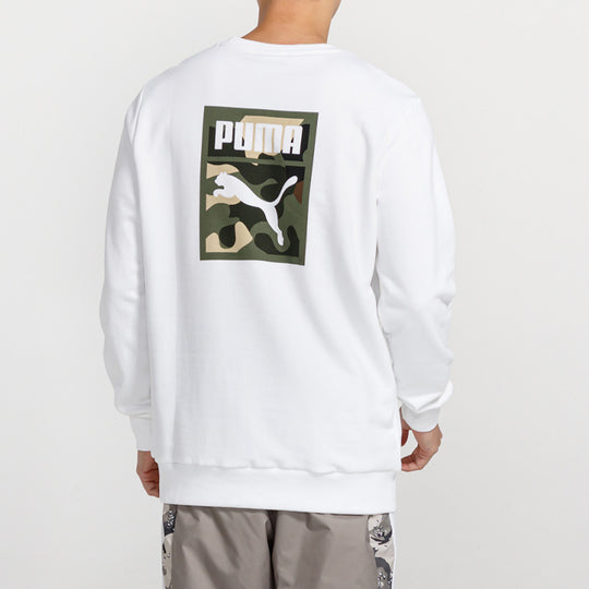 PUMA Camouflage Logo Printing Round Neck Pullover White 578884-02