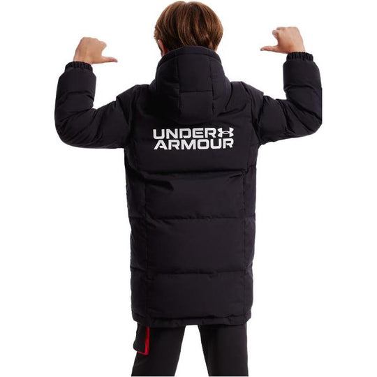 (GS) Under Armour Mid-length Warm Long Sleeve Down Jacket 'Black White' 234106068
