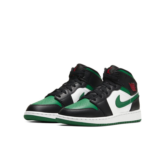 (GS) Air Jordan 1 Mid 'Black Pine Green' 554725-067 Big Kids Basketball Shoes  -  KICKS CREW