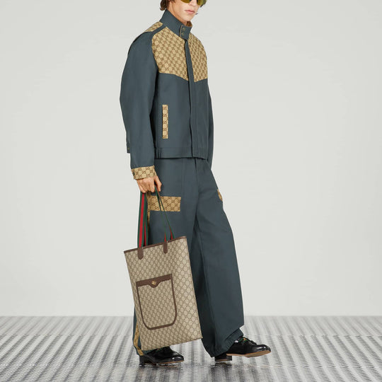 Gucci Cotton Canvas GG Supreme Jacket 'Dark Grey Beige' 742855-XDCEY-1168