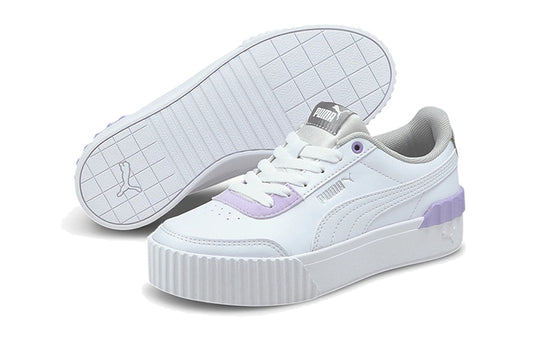 (GS) PUMA Carina Lift Shine Casual Board Shoes White/Purple 380552-01