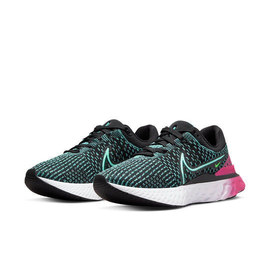 (WMNS) Nike React Infinity Run Flyknit 3 'Black Pink Prime Dynamic Turquoise' DD3024-003