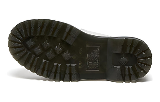 (WMNS) Dr.Martens Devon Flower Buckle Leather Platform Boots 'White Black' 27642100