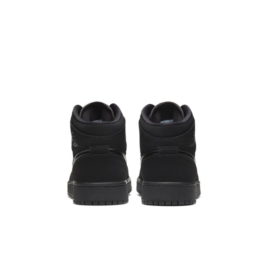 (GS) Air Jordan 1 Mid 'Triple Black' 554725-056 Big Kids Basketball Shoes  -  KICKS CREW