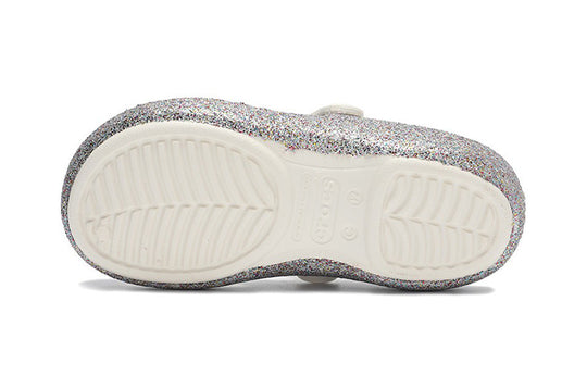 (PS) Crocs Outdoor Flat Heel Shiny Sports Silver Sandals 206370-93R
