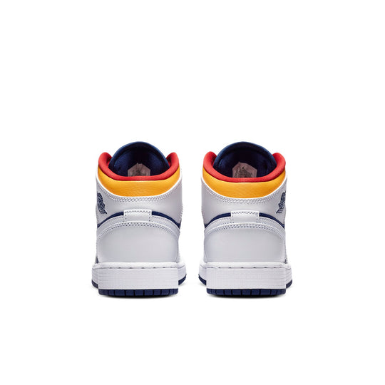 (GS) Air Jordan 1 Mid 'White Deep Royal Blue' 554725-131 Big Kids Basketball Shoes  -  KICKS CREW