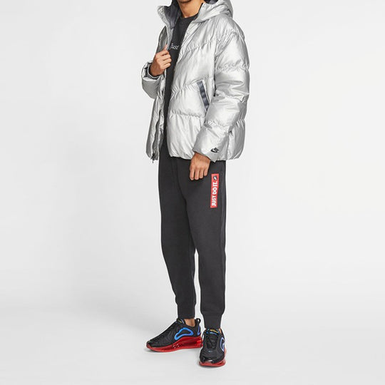 Nike Metallic hooded With Down Feather Jacket Silver BV4709-096