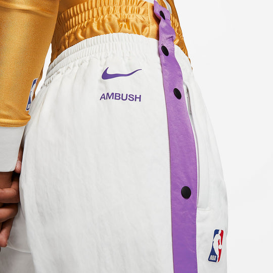 (WMNS) Nike x AMBUSH NBA Collection Tearaway Trousers 'Lakers - White' DB9570-121