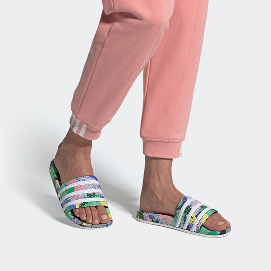 (WMNS) adidas Adilette Flowers Slippers 'Red Blue Pink' FW2529
