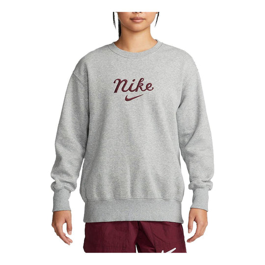 (WMNS) Nike Sportswear Oversized Crew-Neck Sweatshirt Asia Sizing 'Grey' DZ4626-063