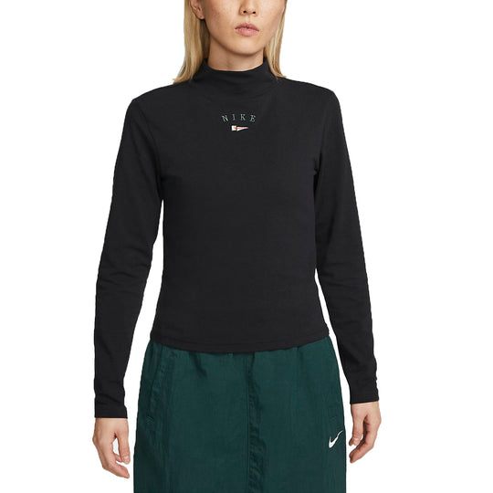 (WMNS) Nike Sportswear Long-Sleeve Mock-Neck Top 'Black' FD0859-010