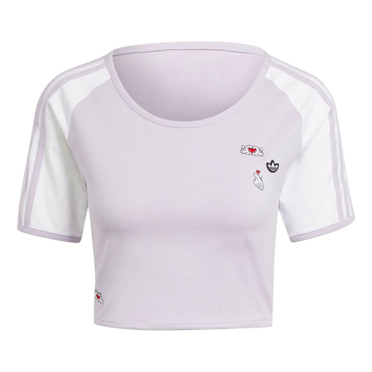 (WMNS) adidas Originals x Mickey Mouse 3-Stripes Icon For Her Baby T-Shirt 'Purple' IY2269