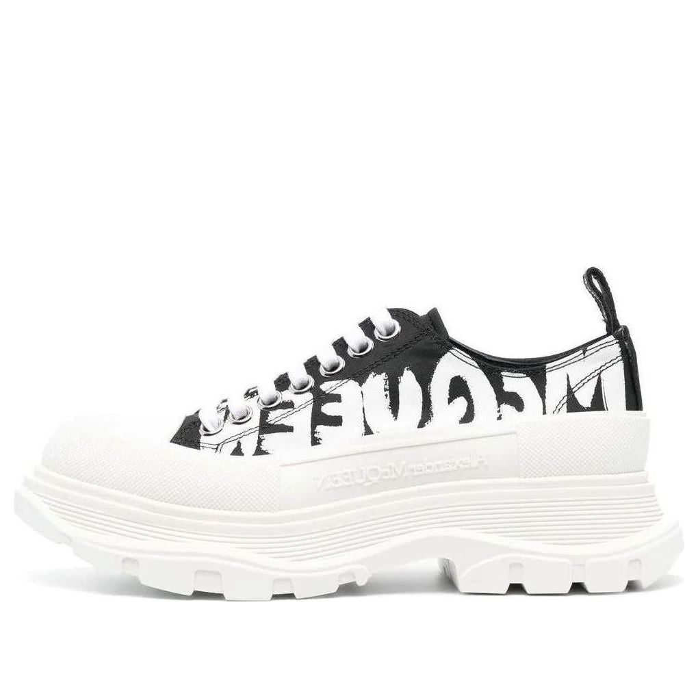 (WMNS) Alexander McQueen Tread Slick Low Lace Up Graffiti Shoes 'White  Black' 708753W4RQ21041