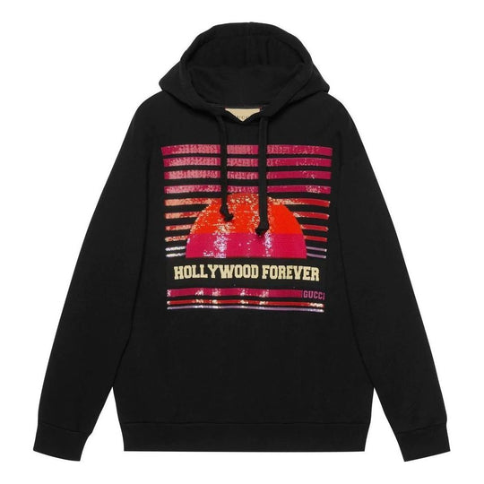 Gucci Hollywood Forever Hoodie 'Black Red' 615061-XJEF2-1043