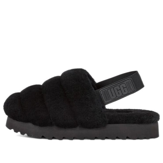 (WMNS) UGG Bulky Silhouette Fluff Slippers 'Black' 1121751-BLK