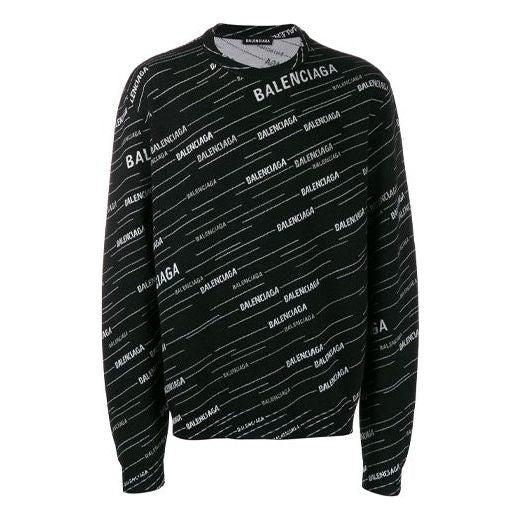 Balenciaga Jacquard Logo Crewneck Sweater 'Black' 555381T15241070