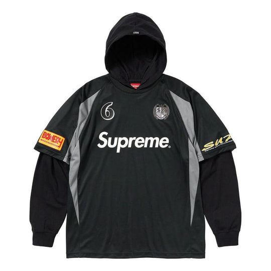 Supreme Hooded Soccer Jersey 'Black White' SUP-FW23-026