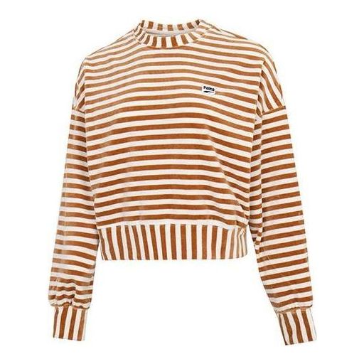 (WMNS) PUMA Striped Knitted Sweater 'Beige' 537632-74