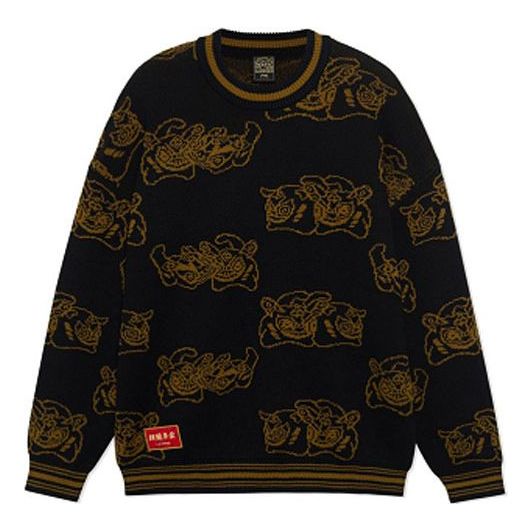 Li-Ning Rijindoujin Graphic Crew Neck Sweater 'Black Gold' AMBS025-2