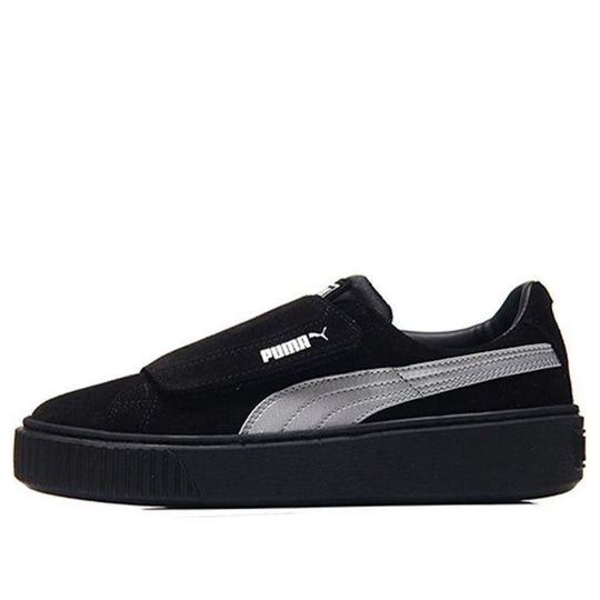 (WMNS) PUMA Platform Strap Satin Shoes Black 366009-02