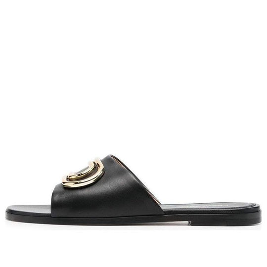 (WMNS) Off-White Paperclip Leather Sandals 'Black Gold' OWIC015S23LEA0031076