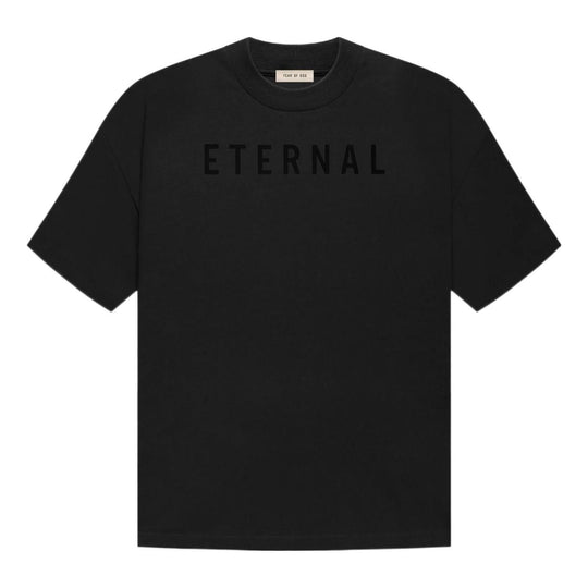 Fear of God Eternal Logo Flocked Crewneck T-Shirt 'Black' FGE50-001AJER-001