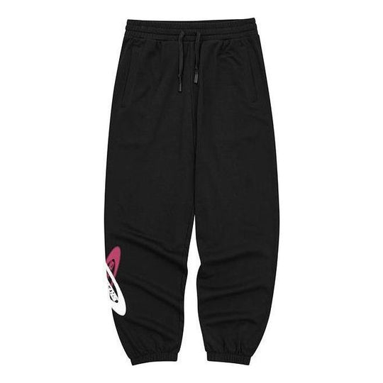 Skechers Letter Printed Mid-Waist Loose Knit Sports Pants 'Black White' L224M053-0018