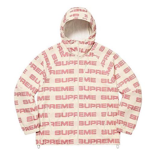 Supreme Logo Ripstop Hooded Track Jacket 'White Pink' SUP-FW21-106